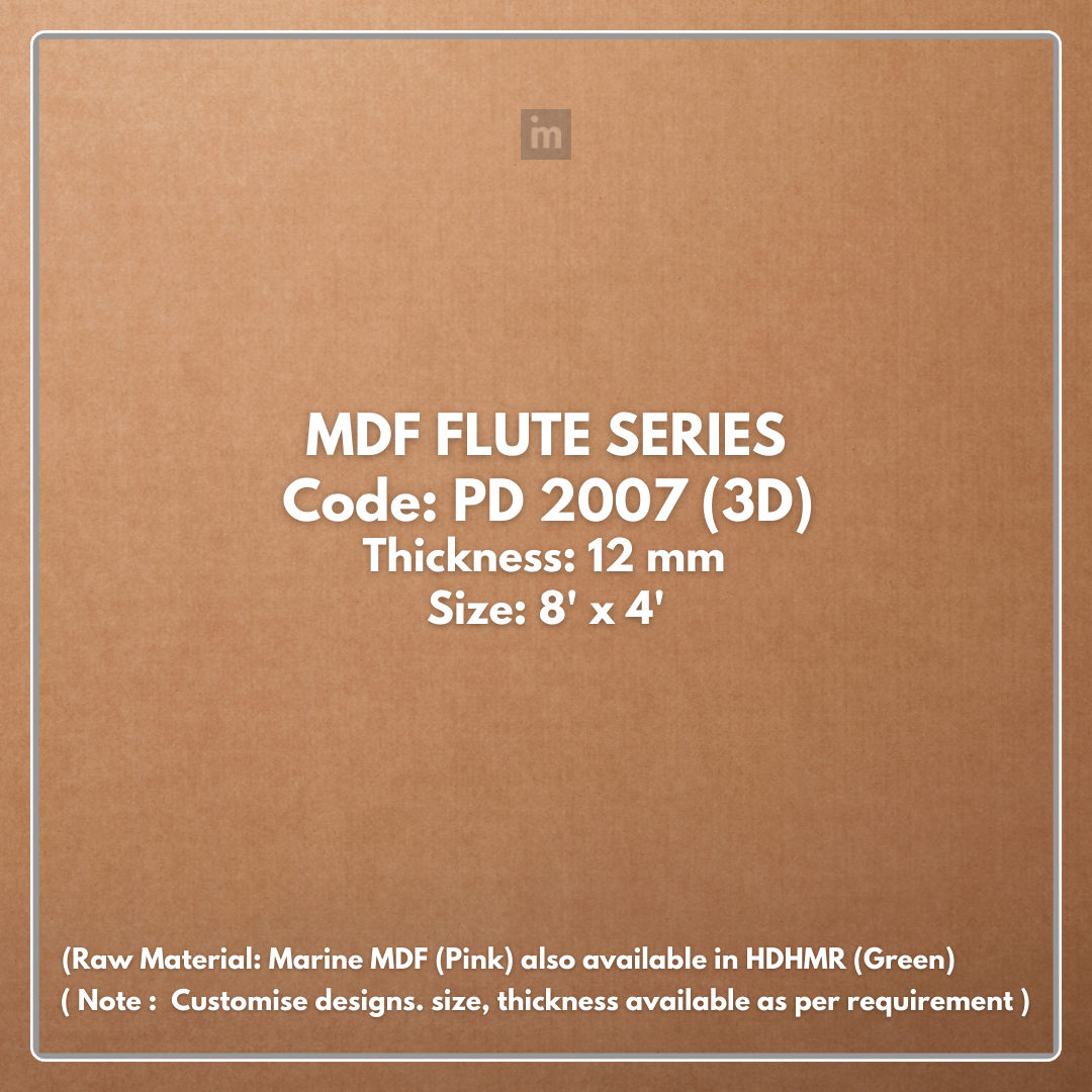 PD- 2007 - 12 MM HDHMR FLUTED PANEL - 3D PANEL (8 FT X 4FT ) - MDF FLUTED SERIES