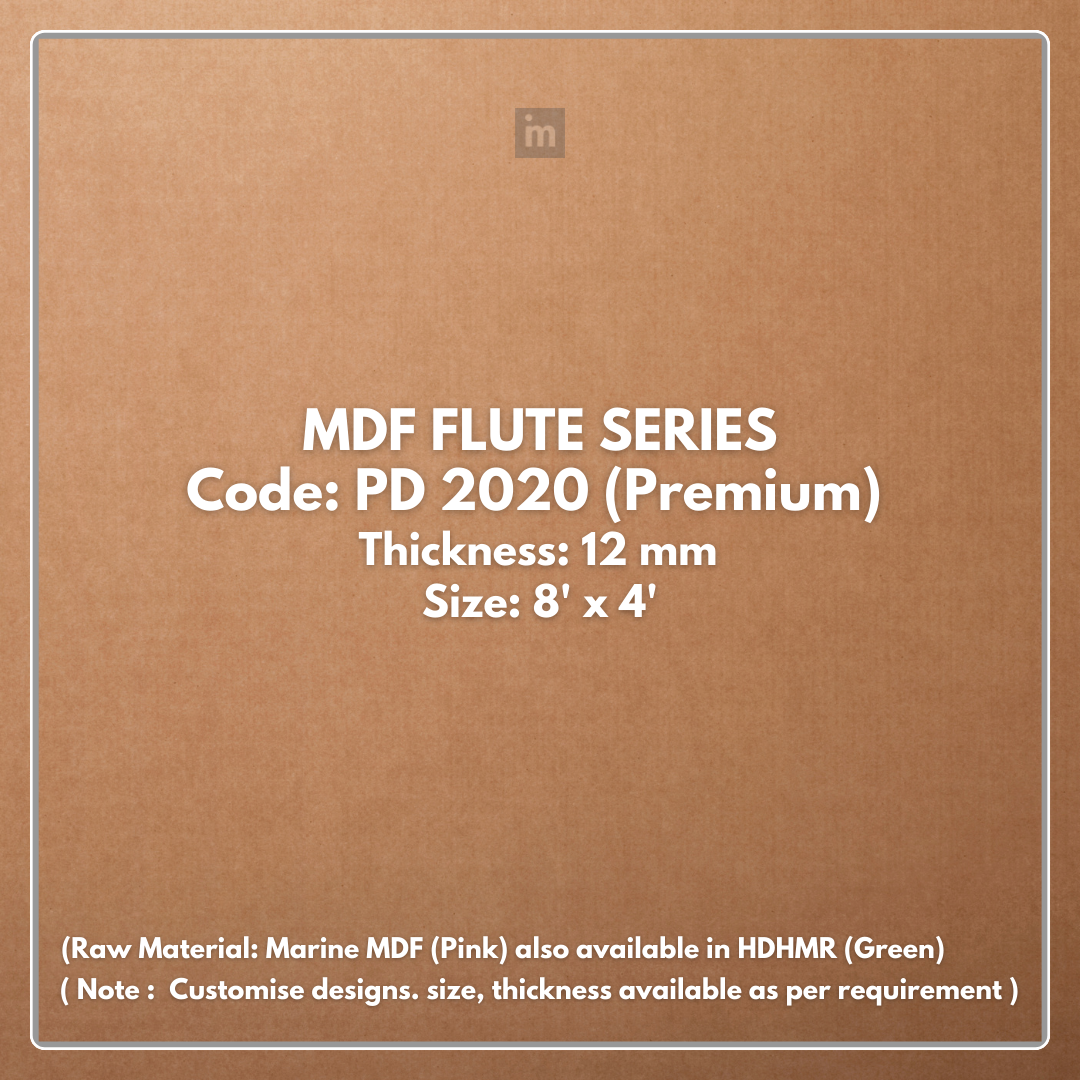 PD- 2020 - PREMIUM  - 12 MM HDHMR FLUTED PANEL - 3D PANEL (8 FT X 4FT ) - MDF FLUTED SERIES