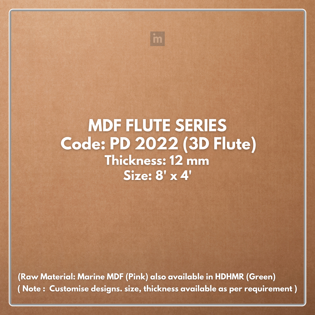 PD- 2022  - 12 MM HDHMR FLUTED PANEL - 3D PANEL (8 FT X 4FT ) - MDF FLUTED SERIES