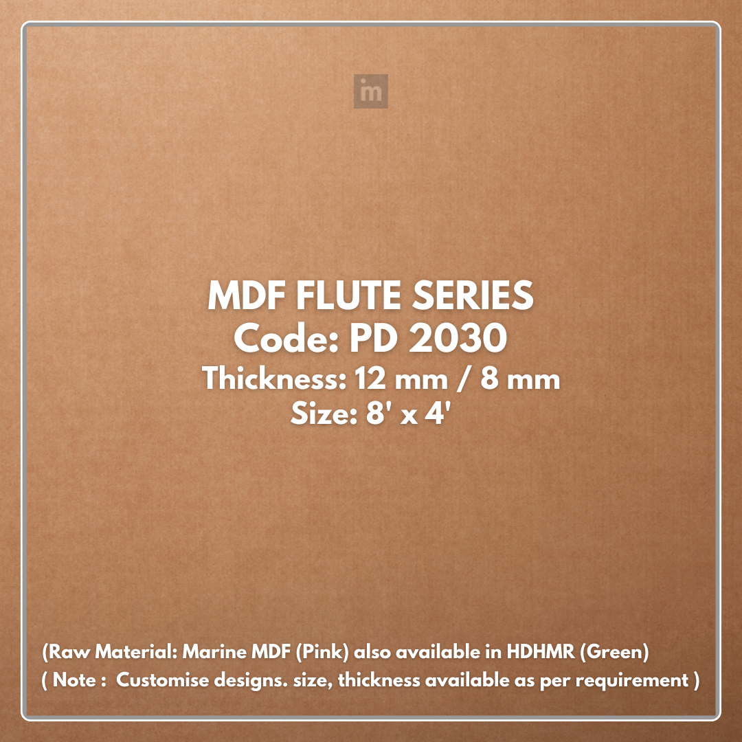 PD- 2030  - 12 MM / 8 MM HDHMR FLUTED PANEL - 3D PANEL (8 FT X 4FT ) - MDF FLUTED SERIES