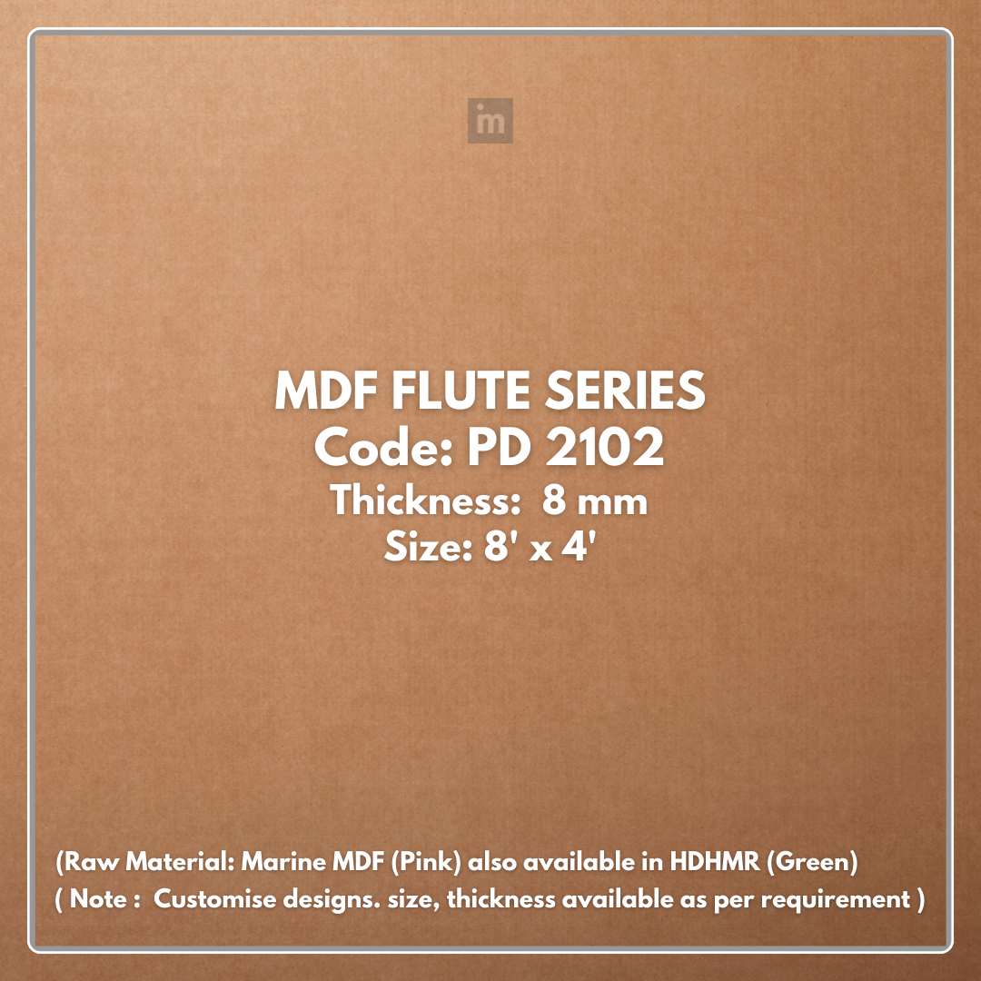 PD- 2102 - 08 MM HDHMR FLUTED PANEL - 3D PANEL (8 FT X 4FT ) - MDF FLUTED SERIES