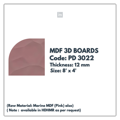 PD- 3022 - 12 MM  HDHMR MDF PANEL -  ( 8 FT X 4FT  ) - MDF 3D BOARD