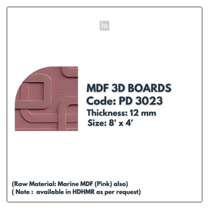 PD- 3023 - 12 MM  HDHMR MDF PANEL -  ( 8 FT X 4FT  ) - MDF 3D BOARD