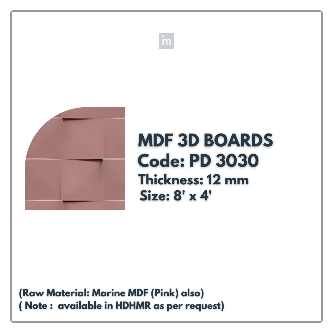 PD- 3030 - 12 MM  HDHMR MDF PANEL -  ( 8 FT X 4FT  ) - MDF 3D BOARD