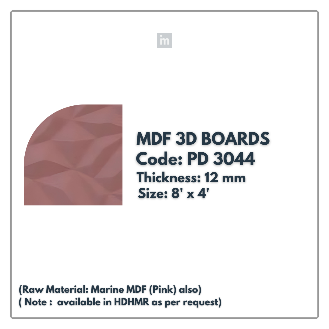 PD- 3044 - 12 MM  HDHMR MDF PANEL -  ( 8 FT X 4FT  ) - MDF 3D BOARD