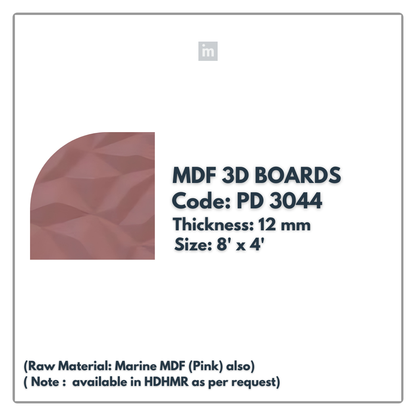 PD- 3044 - 12 MM  HDHMR MDF PANEL -  ( 8 FT X 4FT  ) - MDF 3D BOARD