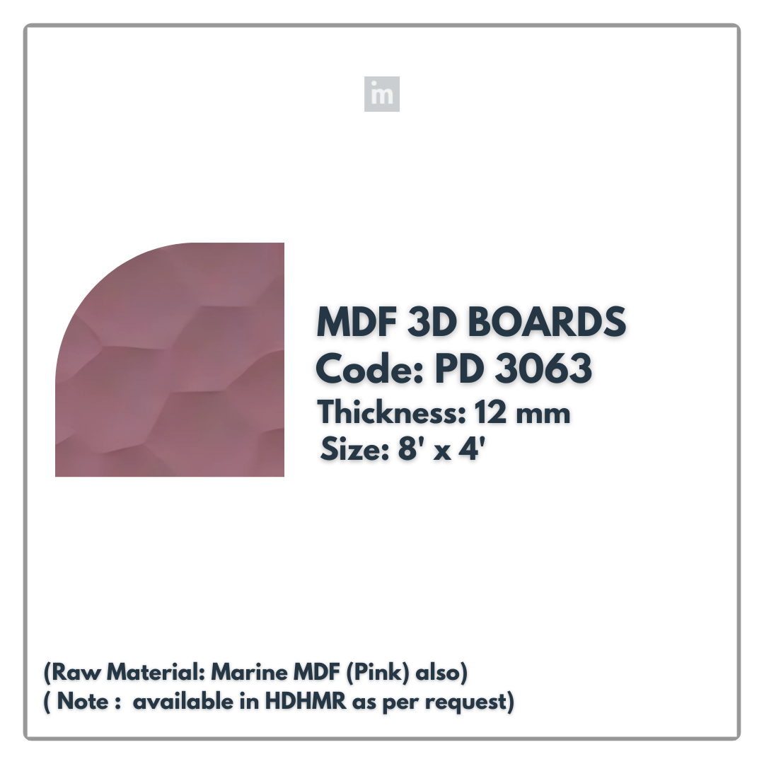 PD- 3063 - 12 MM  HDHMR MDF PANEL -  ( 8 FT X 4FT  ) - MDF 3D BOARD