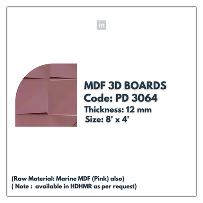 PD- 3064 - 12 MM  HDHMR MDF PANEL -  ( 8 FT X 4FT  ) - MDF 3D BOARD