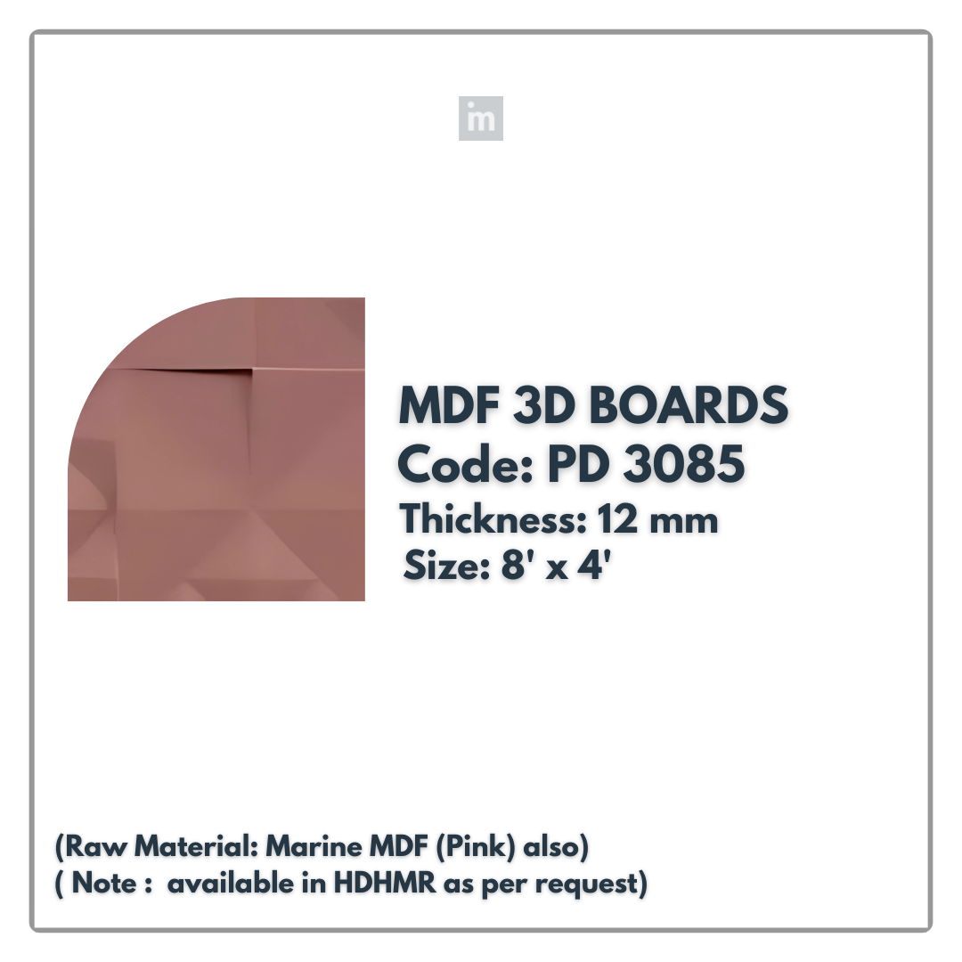 PD- 3085 - 12 MM  HDHMR MDF PANEL -  ( 8 FT X 4FT  ) - MDF 3D BOARD
