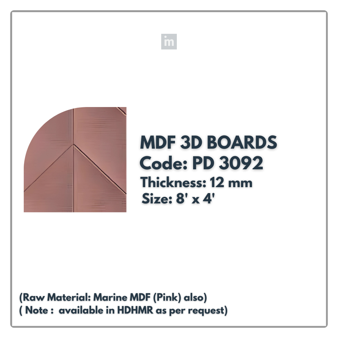 PD- 3092 - 12 MM  HDHMR MDF PANEL -  ( 8 FT X 4FT  ) - MDF 3D BOARD