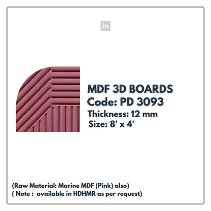 PD- 3093 - 12 MM  HDHMR MDF PANEL -  ( 8 FT X 4FT  ) - MDF 3D BOARD
