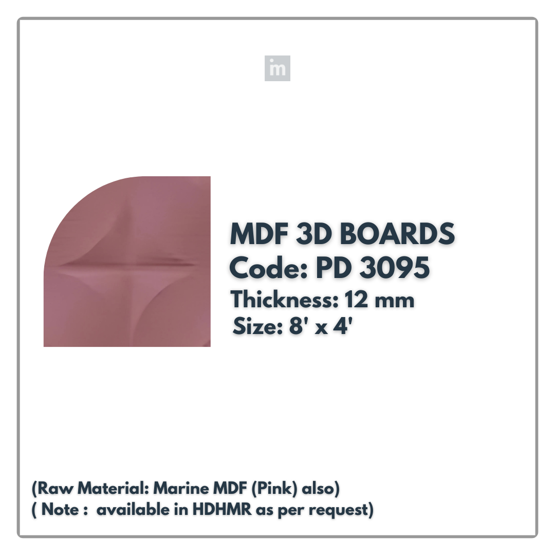 PD- 3095 - 12 MM  HDHMR MDF PANEL -  ( 8 FT X 4FT  ) - MDF 3D BOARD