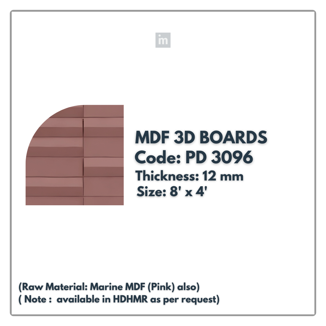 PD- 3096 - 12 MM  HDHMR MDF PANEL -  ( 8 FT X 4FT  ) - MDF 3D BOARD