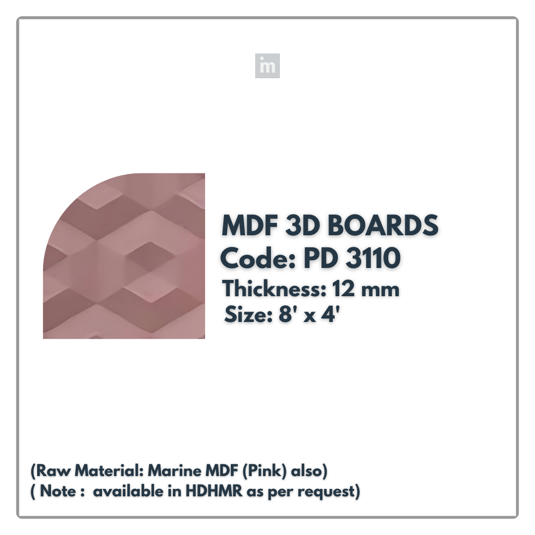 PD- 3110 - 12 MM  HDHMR MDF PANEL -  ( 8 FT X 4FT  ) - MDF 3D BOARD