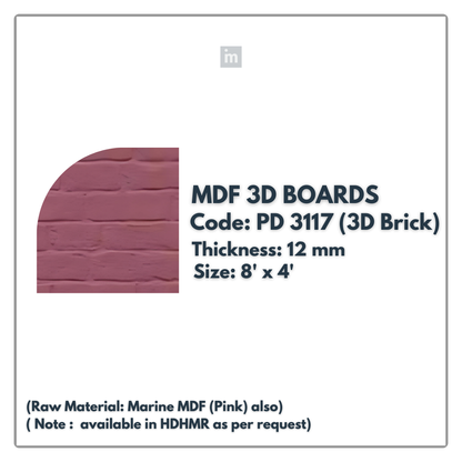 PD- 3117 - 12 MM  HDHMR MDF PANEL -  ( 8 FT X 4FT  ) - MDF 3D BOARD