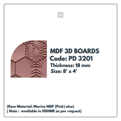 PD- 3201 - 18 MM  HDHMR MDF PANEL -  ( 8 FT X 4FT  ) - MDF 3D BOARD