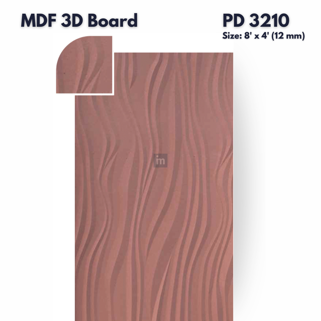 PD- 3210 - 12 MM  HDHMR MDF PANEL -  ( 8 FT X 4FT  ) - MDF 3D BOARD