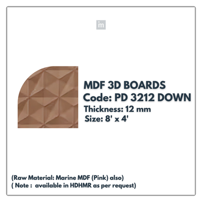 PD- 3212 - 12 MM - UP/DOWN - HDHMR MDF PANEL -  ( 8 FT X 4FT  ) - MDF 3D BOARD