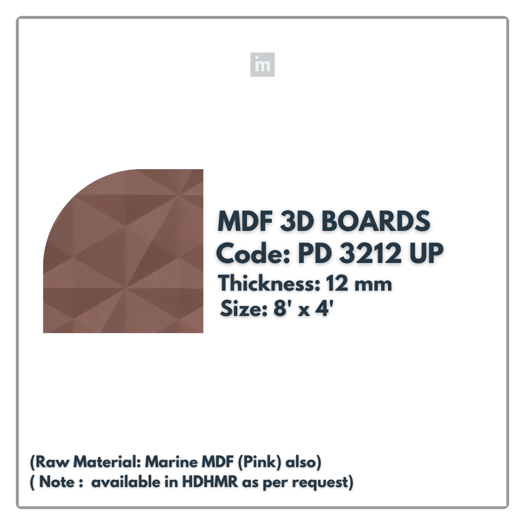 PD- 3212 - 12 MM - UP/DOWN - HDHMR MDF PANEL -  ( 8 FT X 4FT  ) - MDF 3D BOARD
