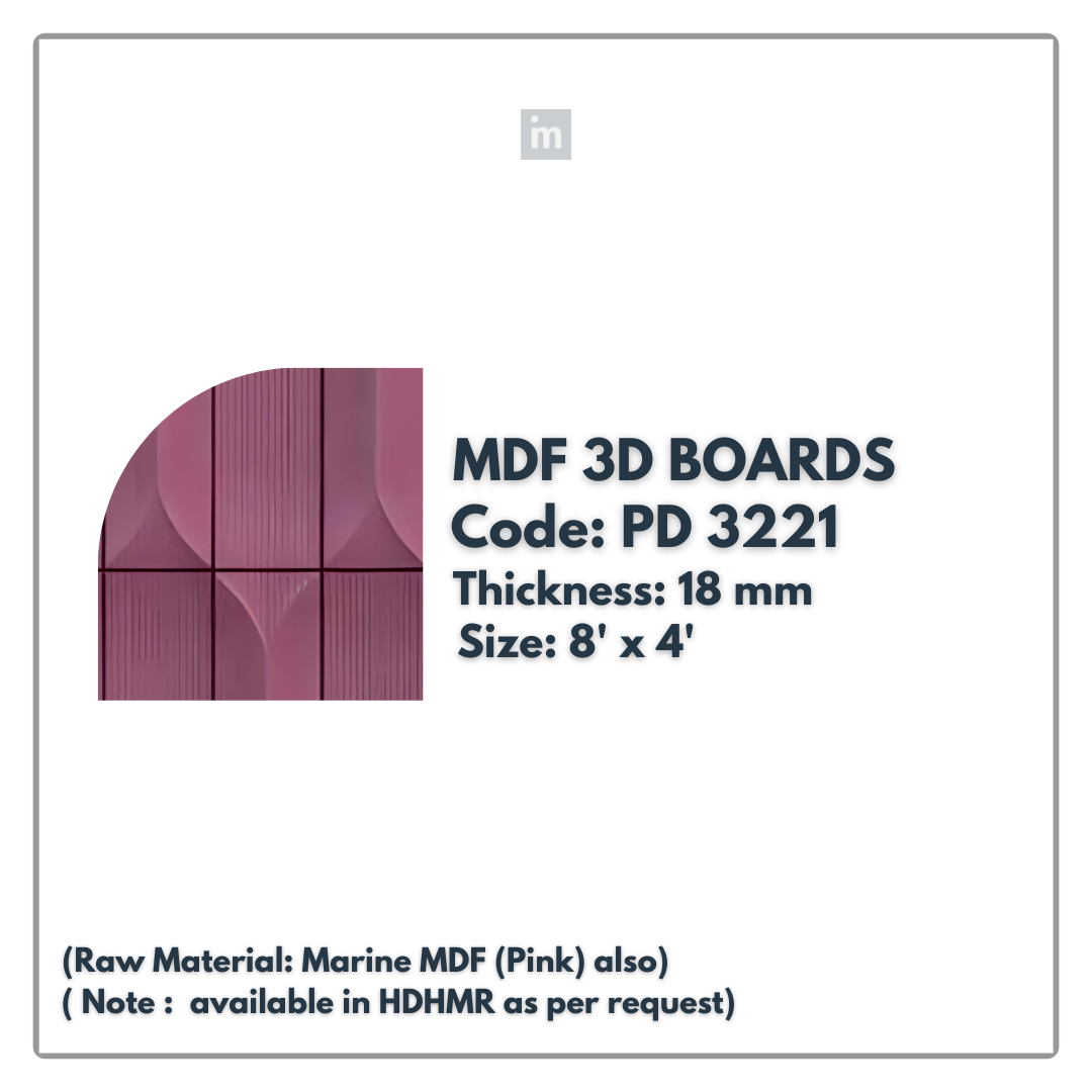PD- 3221 - 18 MM  HDHMR MDF PANEL -  ( 8 FT X 4FT  ) - MDF 3D BOARD