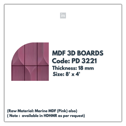 PD- 3221 - 18 MM  HDHMR MDF PANEL -  ( 8 FT X 4FT  ) - MDF 3D BOARD