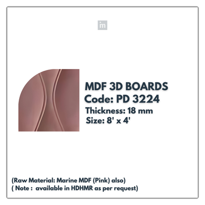 PD- 3224 - 18 MM  HDHMR MDF PANEL -  ( 8 FT X 4FT  ) - MDF 3D BOARD