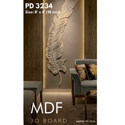 PD- 3234 - PREMIUM - 18 MM  HDHMR MDF PANEL -  ( 8 FT X 4FT  ) - MDF 3D BOARD