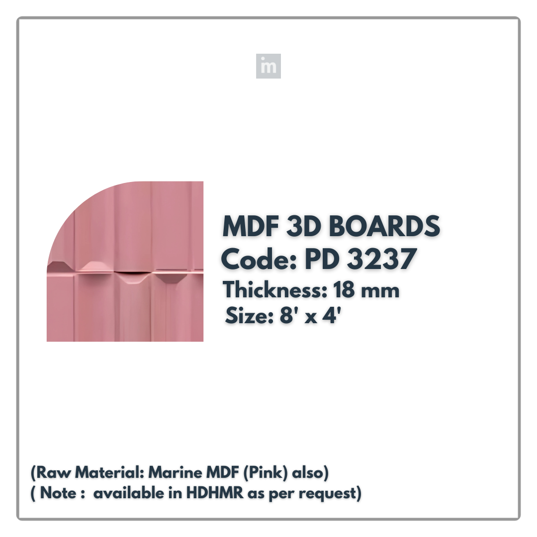 PD- 3237 - 18 MM  HDHMR MDF PANEL -  ( 8 FT X 4FT  ) - MDF 3D BOARD
