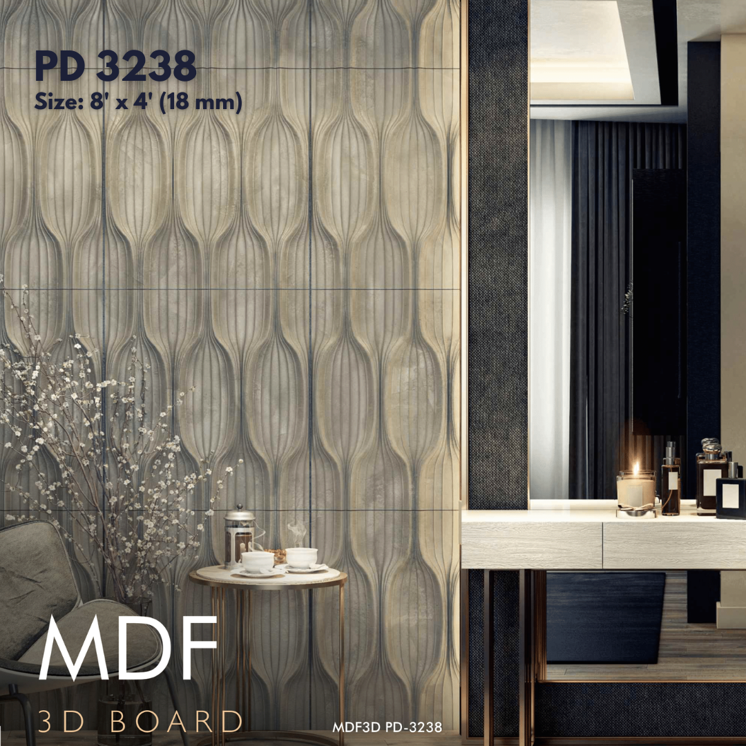 PD- 3238 - 18 MM  HDHMR MDF PANEL -  ( 8 FT X 4FT  ) - MDF 3D BOARD