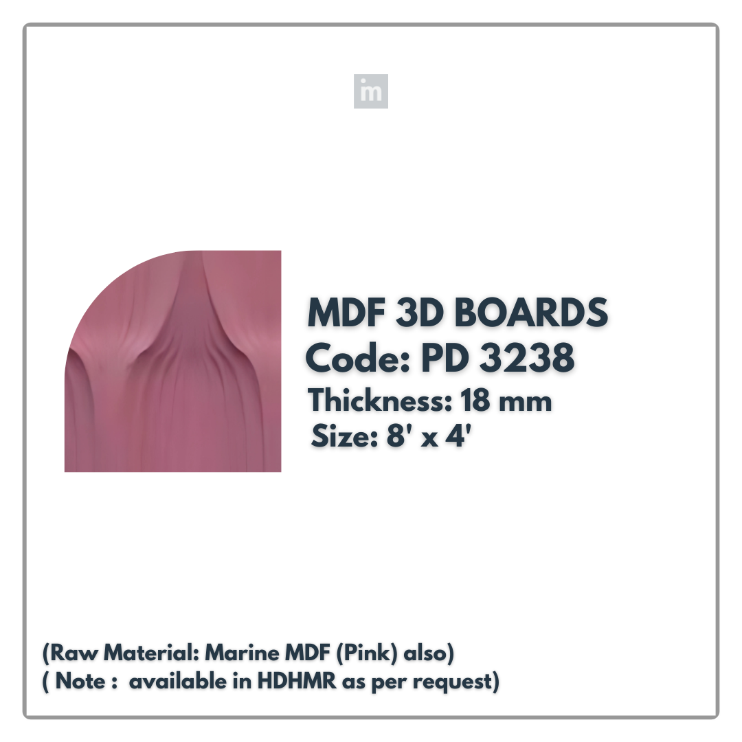 PD- 3238 - 18 MM  HDHMR MDF PANEL -  ( 8 FT X 4FT  ) - MDF 3D BOARD