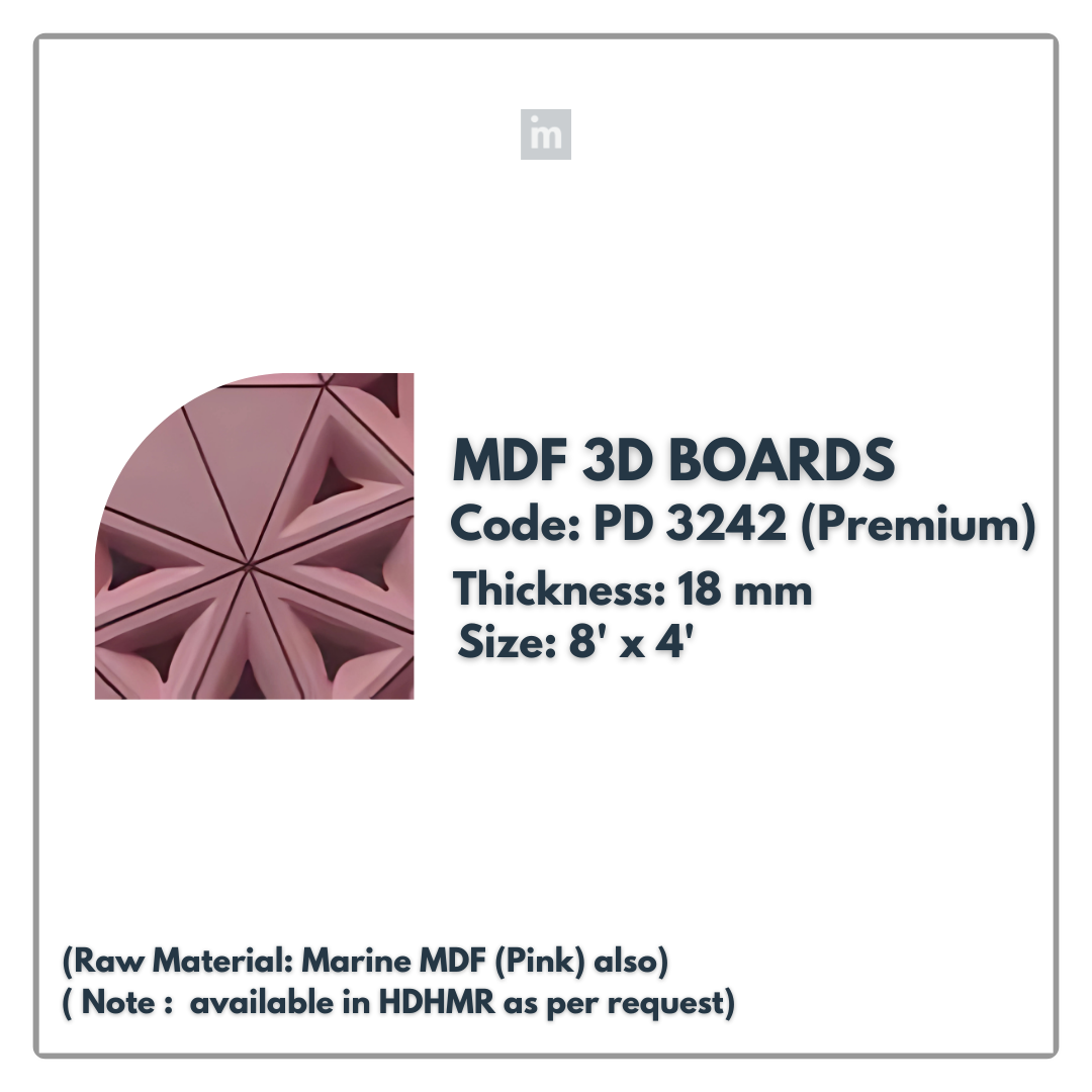 PD- 3242 - PREMIUM - 18 MM  HDHMR MDF PANEL -  ( 8 FT X 4FT  ) - MDF 3D BOARD