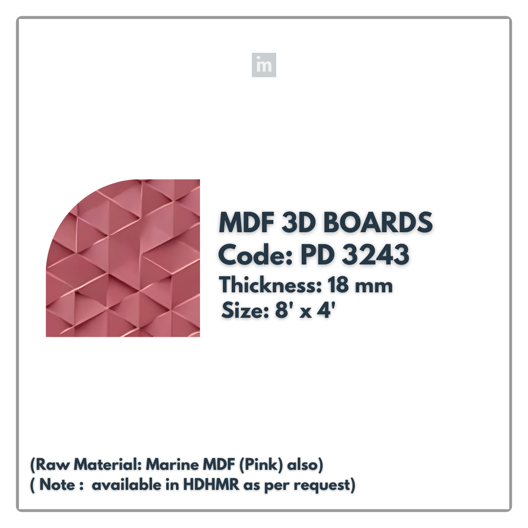 PD- 3243 - 18 MM  HDHMR MDF PANEL -  ( 8 FT X 4FT  ) - MDF 3D BOARD