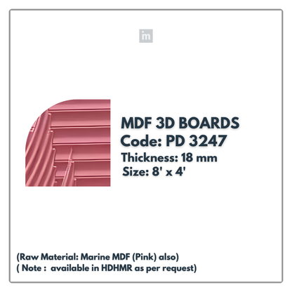 PD- 3247 - 18 MM  HDHMR MDF PANEL -  ( 8 FT X 4FT  ) - MDF 3D BOARD