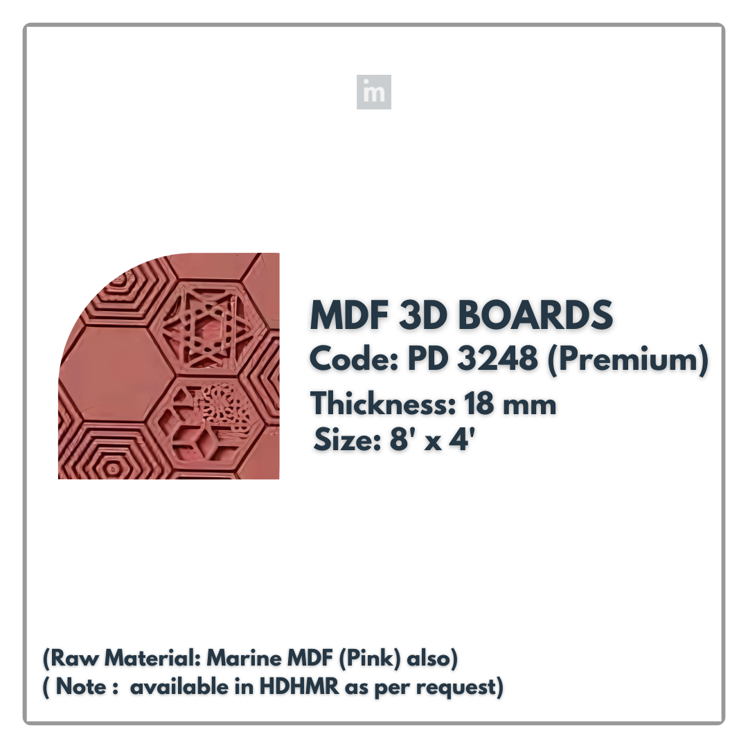 PD- 3248 - PREMIUM - 18 MM  HDHMR MDF PANEL -  ( 8 FT X 4FT  ) - MDF 3D BOARD