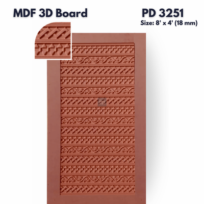 PD- 3251 - 18 MM  HDHMR MDF PANEL -  ( 8 FT X 4FT  ) - MDF 3D BOARD