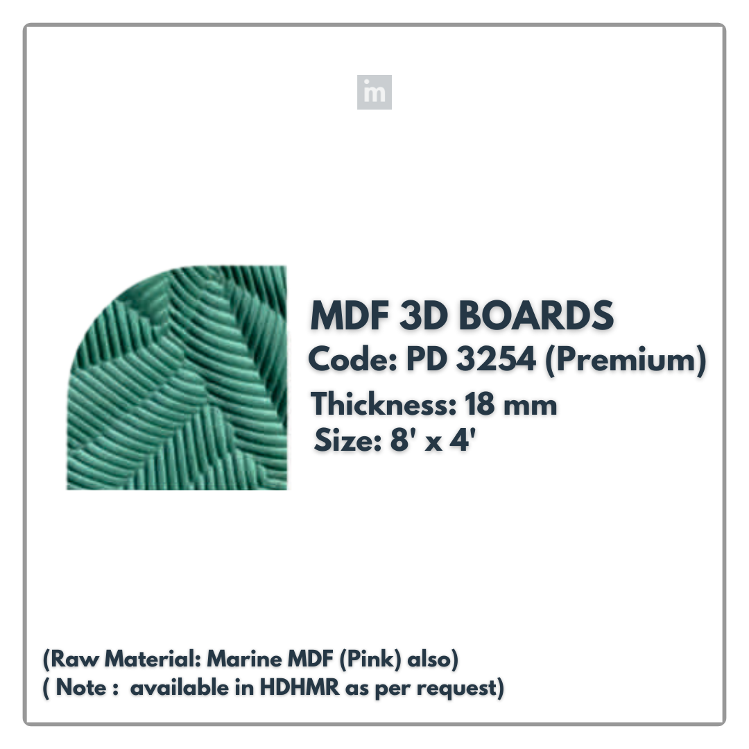 PD- 3254 - PREMIUM - 18 MM  HDHMR MDF PANEL -  ( 8 FT X 4FT  ) - MDF 3D BOARD