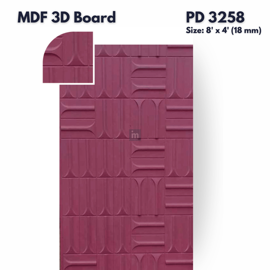 PD- 3258 - 18 MM  HDHMR MDF PANEL -  ( 8 FT X 4FT  ) - MDF 3D BOARD