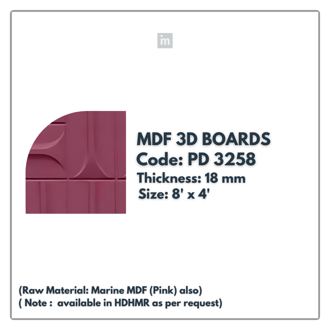 PD- 3258 - 18 MM  HDHMR MDF PANEL -  ( 8 FT X 4FT  ) - MDF 3D BOARD