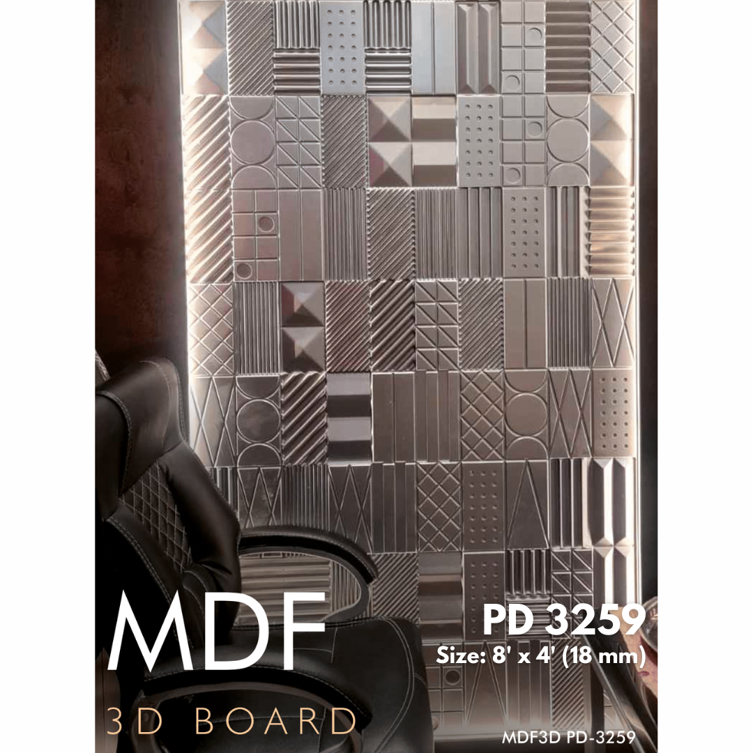 PD- 3259 - 18 MM  HDHMR MDF PANEL -  ( 8 FT X 4FT  ) - MDF 3D BOARD