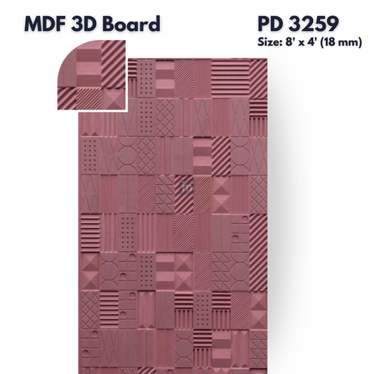 PD- 3259 - 18 MM  HDHMR MDF PANEL -  ( 8 FT X 4FT  ) - MDF 3D BOARD