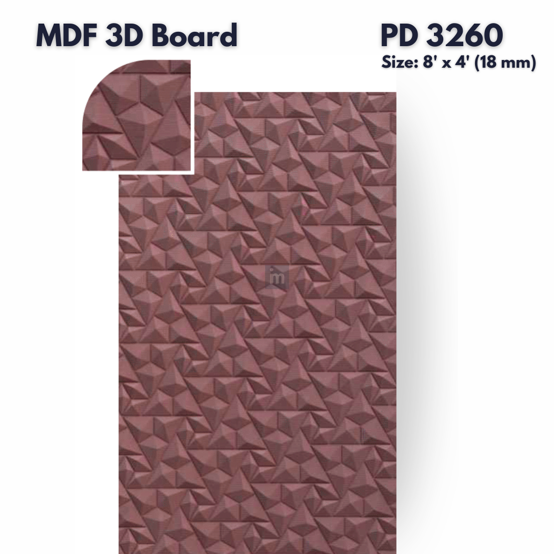 PD- 3260 - 18 MM  HDHMR MDF PANEL -  ( 8 FT X 4FT  ) - MDF 3D BOARD