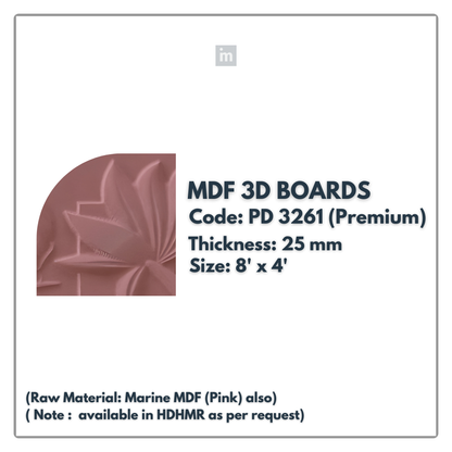 PD- 3261 -  PREMIUM -  18 MM  HDHMR MDF PANEL -  ( 8 FT X 4FT  ) - MDF 3D BOARD
