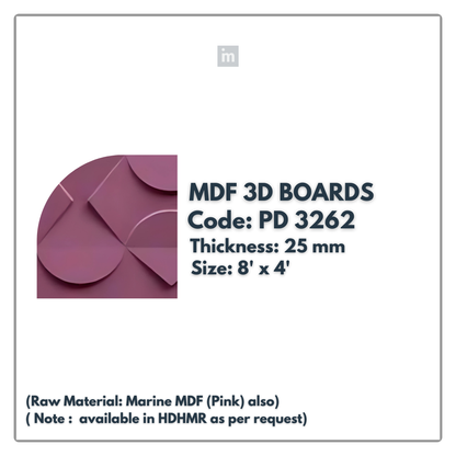 PD- 3262 - 18 MM  HDHMR MDF PANEL -  ( 8 FT X 4FT  ) - MDF 3D BOARD