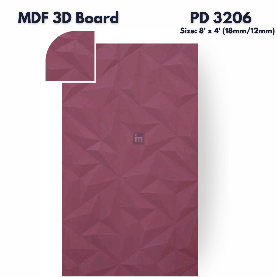 PD- 3206 - 18 MM / 12 MM  HDHMR MDF PANEL -  ( 8 FT X 4FT  ) - MDF 3D BOARD