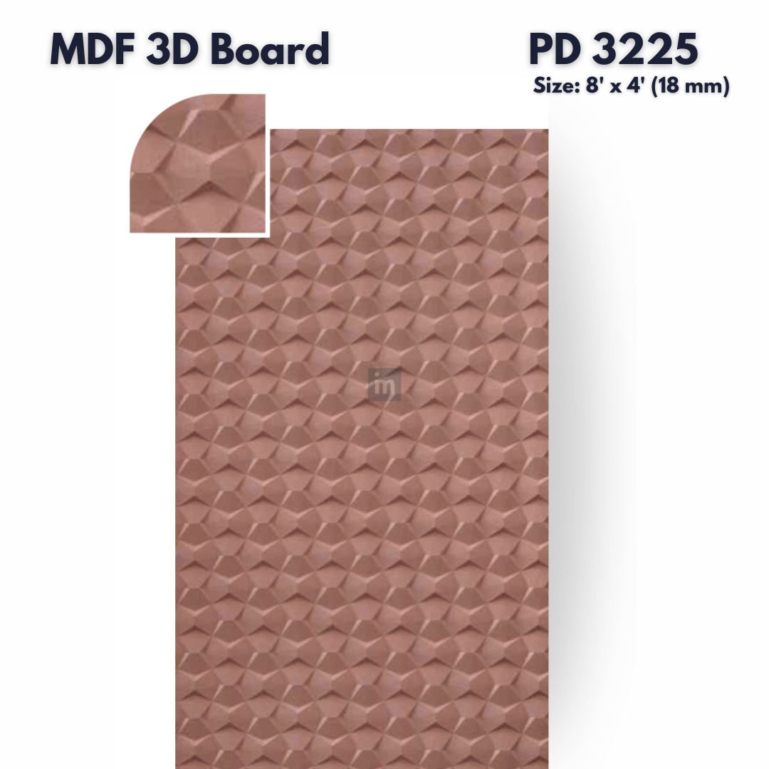 PD- 3225 - 18 MM  HDHMR MDF PANEL -  ( 8 FT X 4FT  ) - MDF 3D BOARD