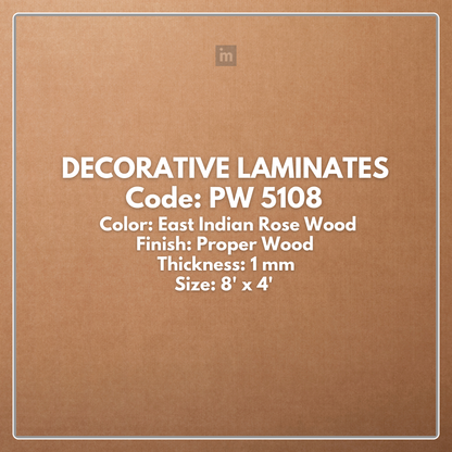PW 5108 EAST INDIAN ROSE  WOOD  / PROPER WOOD   / DECORATIVE LAMINATE / THINK LUXURY  - 1MM - 8FT x 4FT