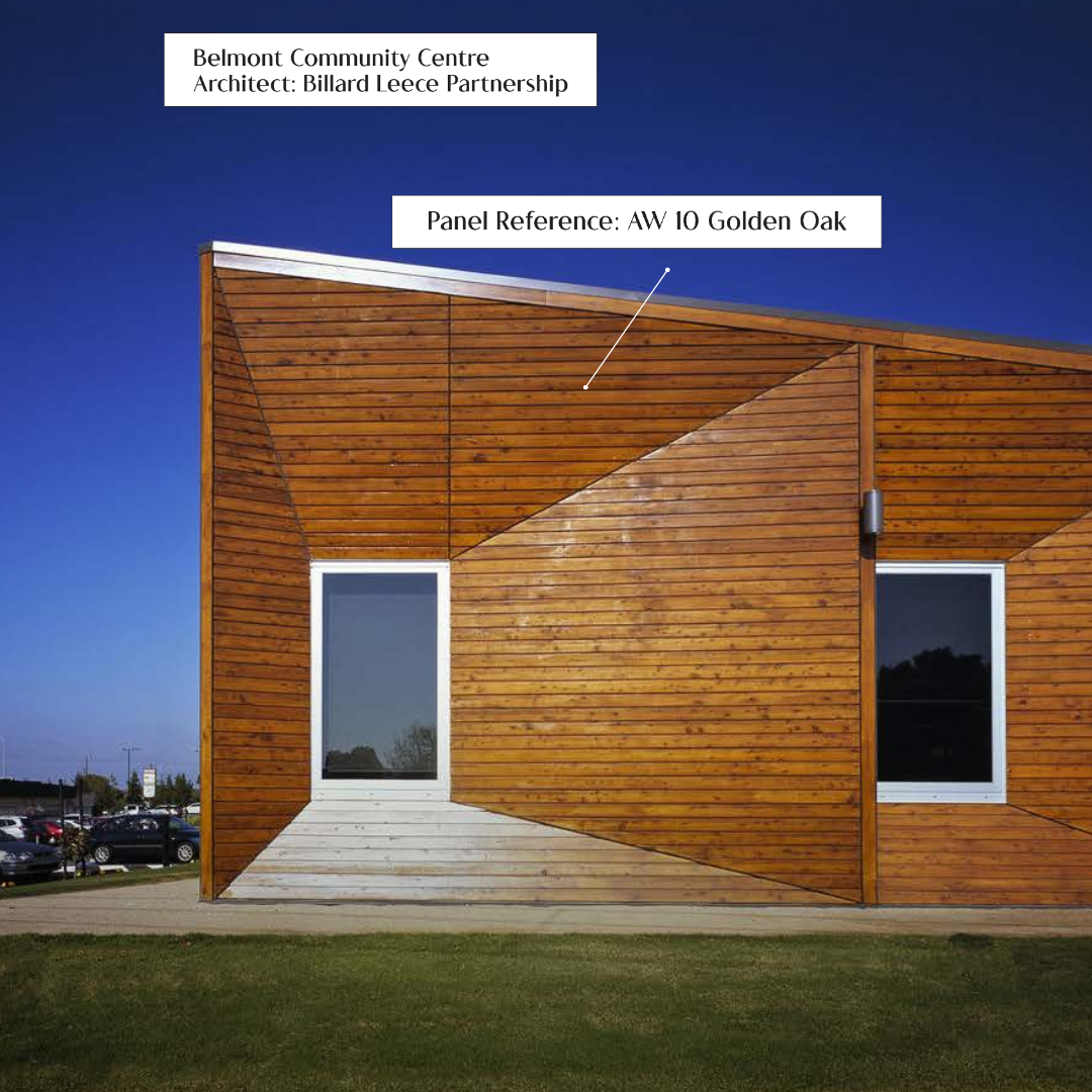 AW 10: GOLDEN OAK / ALUCLAD SIDING BOARDS / ACP BASED LOUVERS / 9 FT x 114 MM x 16 MM