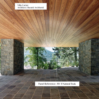 AW 11: NATURAL TEAK / ALUCLAD SIDING BOARDS / ACP BASED LOUVERS / 9 FT x 114 MM x 16 MM