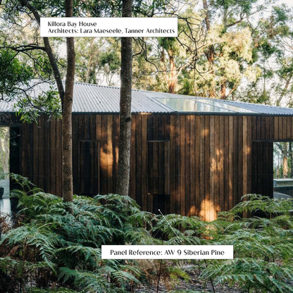 AW 9: SIBERIAN PINE / ALUCLAD SIDING BOARDS / ACP BASED LOUVERS / 9 FT x 114 MM x 16 MM