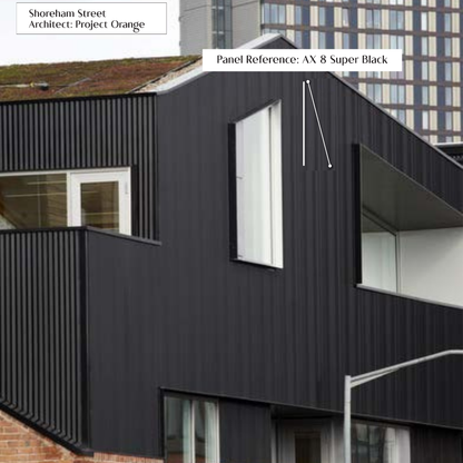 AX 8: SUPER BLACK / ALUCLAD LOUVERS / ACP BASED LOUVERS / 9 FT x 135 MM x 20 MM